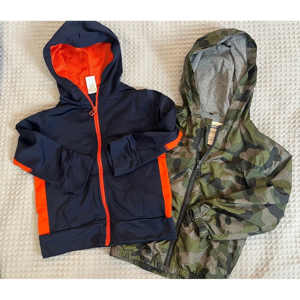 Gymboree Boys Size 4 XS Jacket Bundle Navy Orange Track Jacket Camo Windbreaker